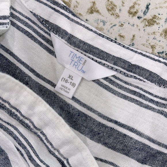 Time and Tru Striped Blue and White Dress size XLarge linen rayon fabric blend - Picture 3 of 4